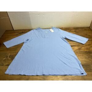 J JILL Pure Jill Trapunto Tunic Tee Top Blue Cotton Size XL NWT